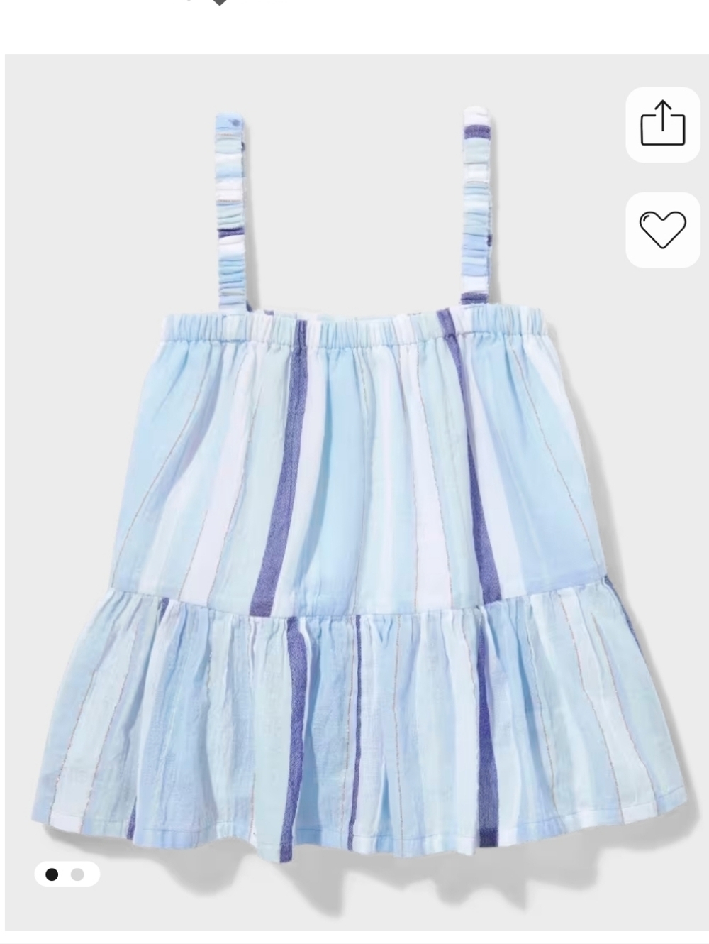 NWT Sugar & JadeTween Girls Striped Babydoll Tank Top - blue XXL 20/22